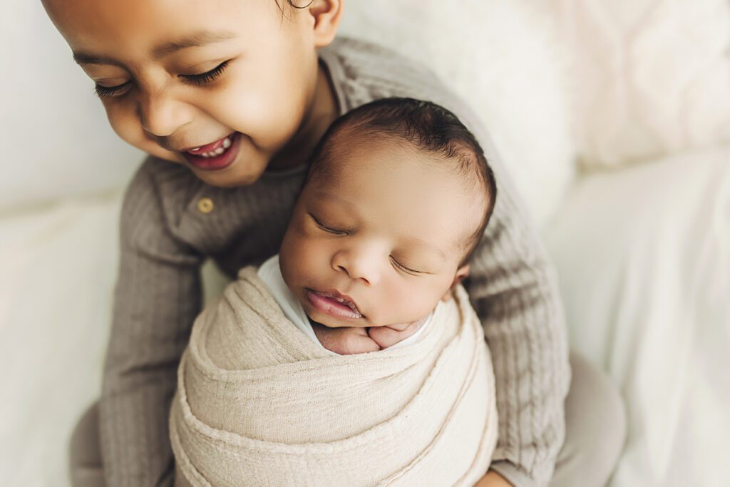 Big sister with new baby brother in Fort Collins Studio